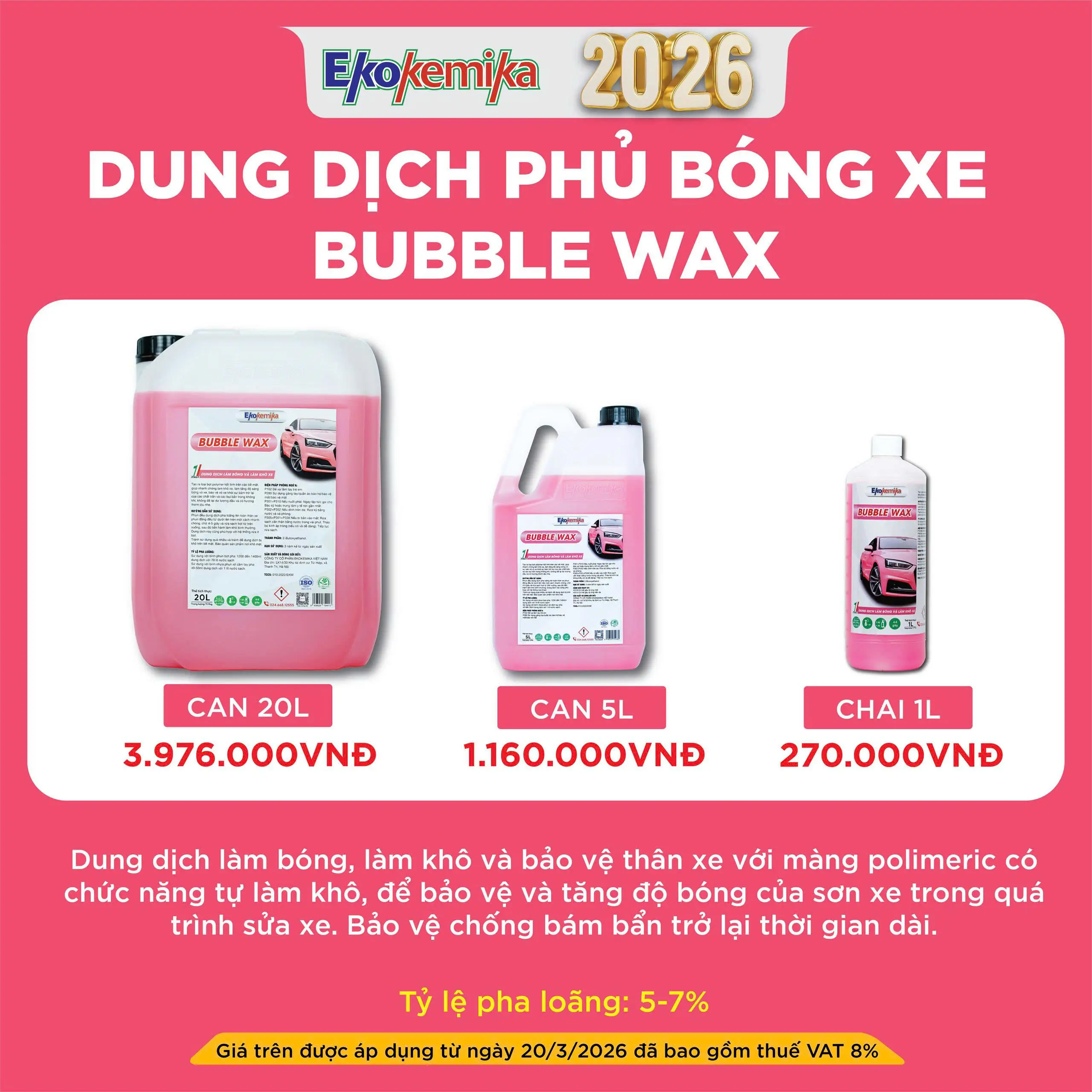 DUNG DỊCH PHỦ BÓNG XE BUBBLE WAX