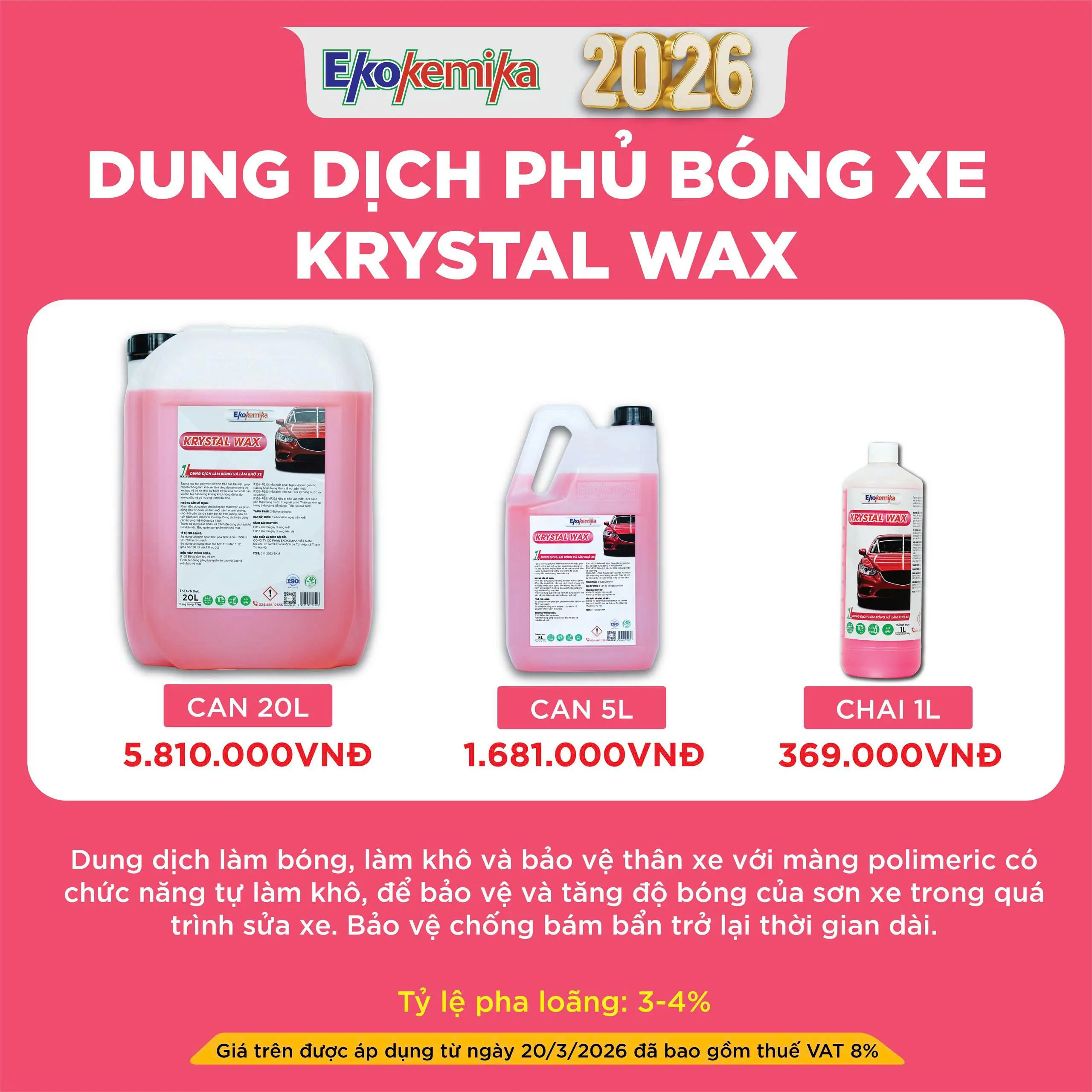 DUNG DỊCH PHỦ BÓNG XE KRYSTAL WAX
