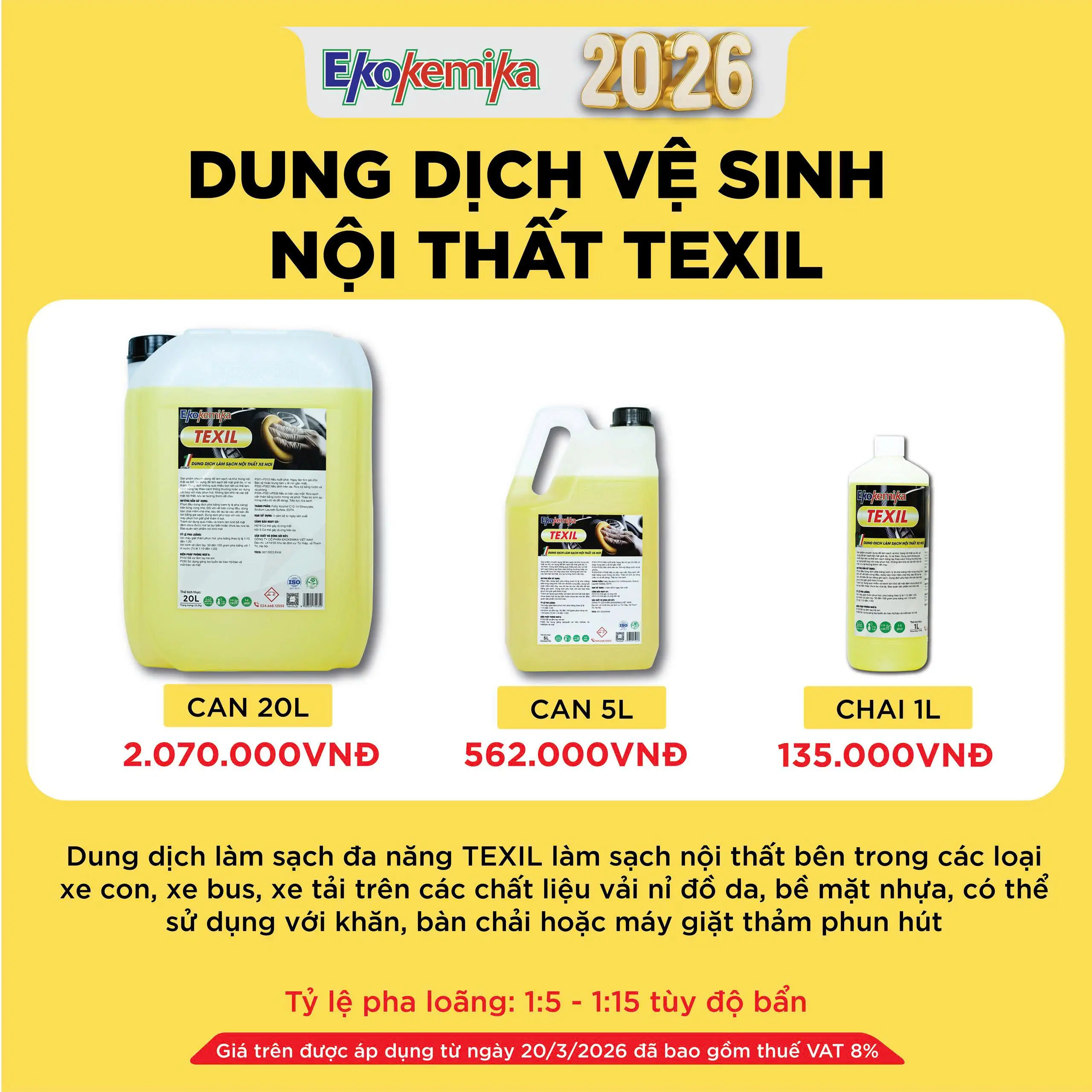DUNG DỊCH VỆ SINH NỘI THẤT TEXIL